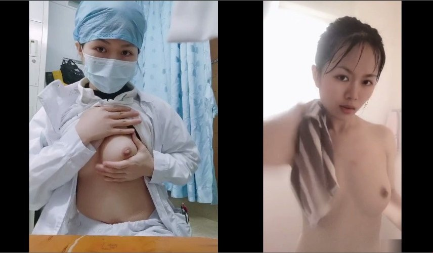 Jururawat pelatih wanita yang sangat erotik menunjuk-nunjuk di klinik